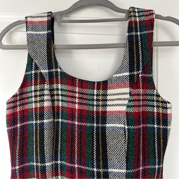 Zara Trafaluc Holiday Lined  Mini Dress Squared Design Tartan Check Tweed  Dress - Picture 4 of 7